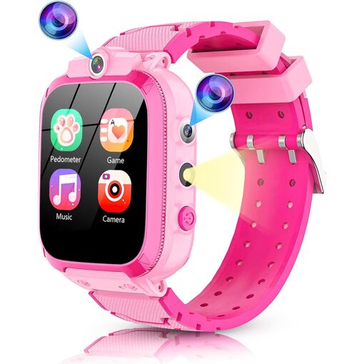 Reloj inteligente para niños con 16 juegos, música, podómetro, calorías - Rosa
