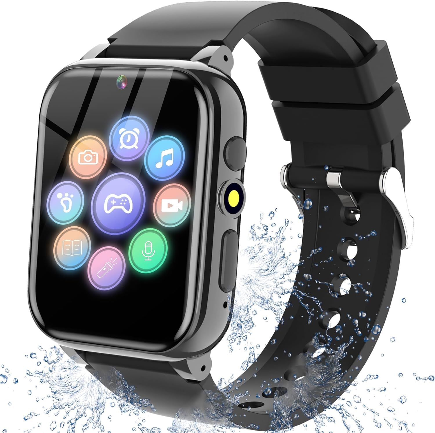 Montre Connectée Enfant Vendos85 1,69'' avec 26 Jeux, Lecteur MP3, Caméra, 13 Réveils - Noir