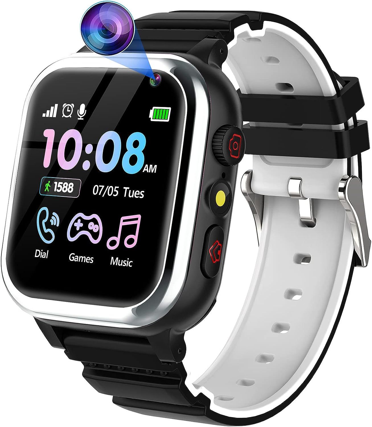Montres connectées pour enfants avec 26 jeux éducatifs - Noir SOS