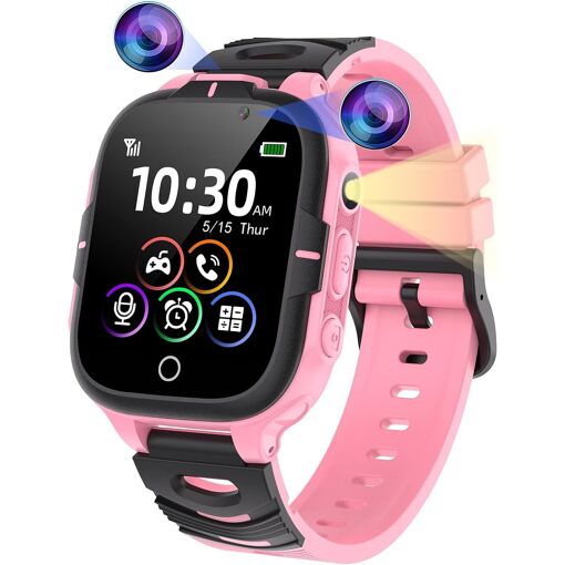 Reloj conectado para niños con 24 juegos educativos - Función SOS, Rosa Negro