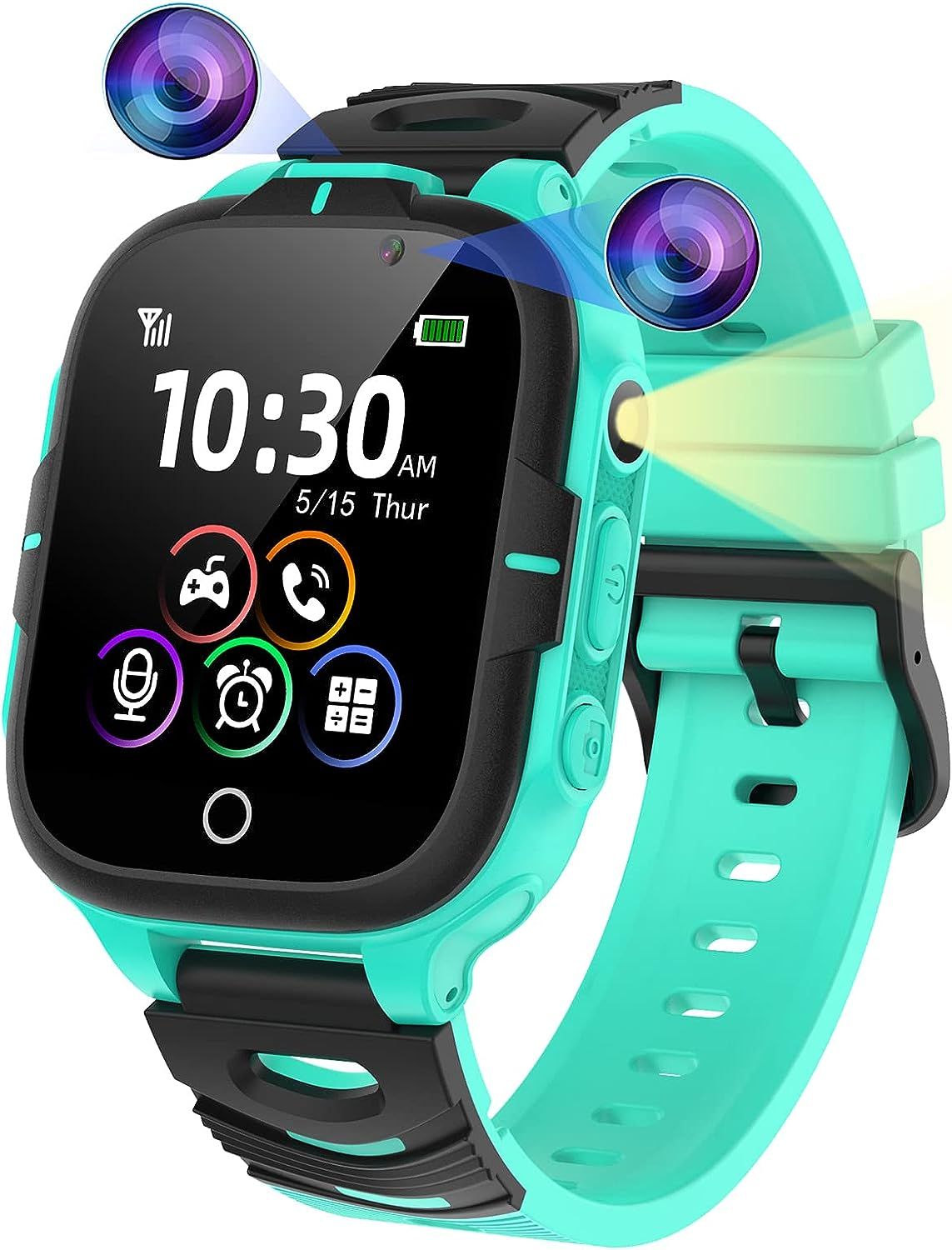 Vendos85 Kids Smartwatch with 24 Educational Games SOS Black Green