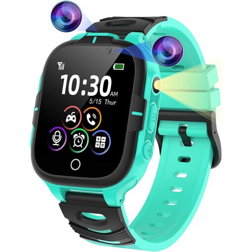 Reloj inteligente para niños de Vendos85 con 24 juegos educativos y función SOS Verde Negro