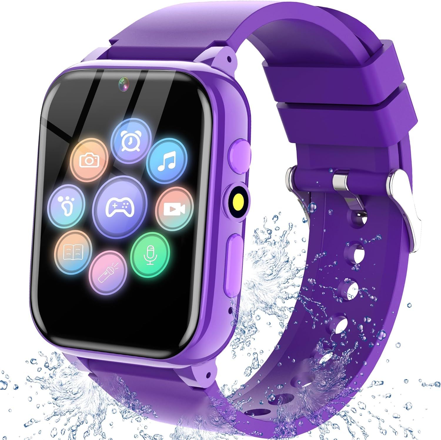 Montres intelligentes pour enfants Vendos85, écran de 1,69 pouce avec 26 jeux, lecteur MP3, violet