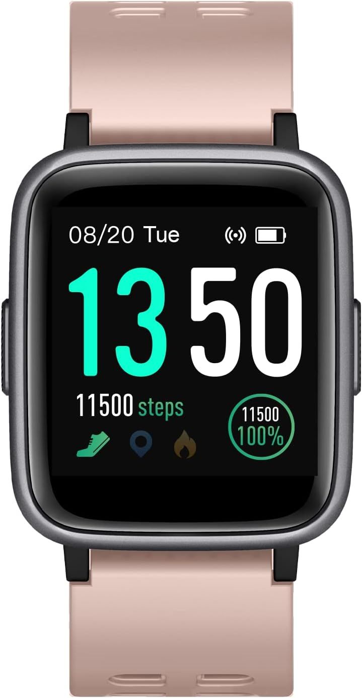 Smartwatch de Vendos85 con Monitor de Frecuencia Cardíaca (Resistente al Agua IP68, Rosa)