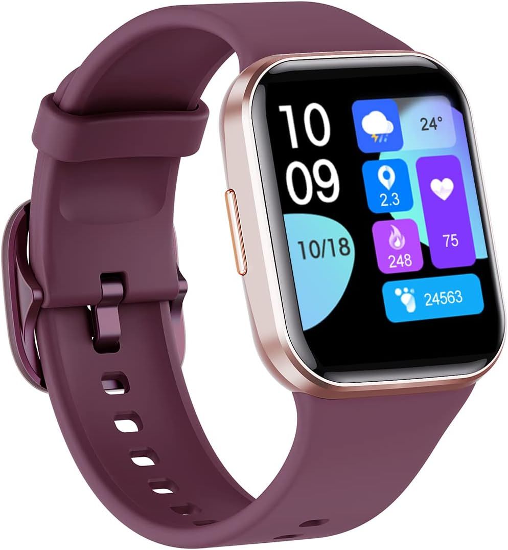 Vendos85 Women's Smartwatch, 1.7" Heart Rate/Blood Oxygen Monitor, Purple