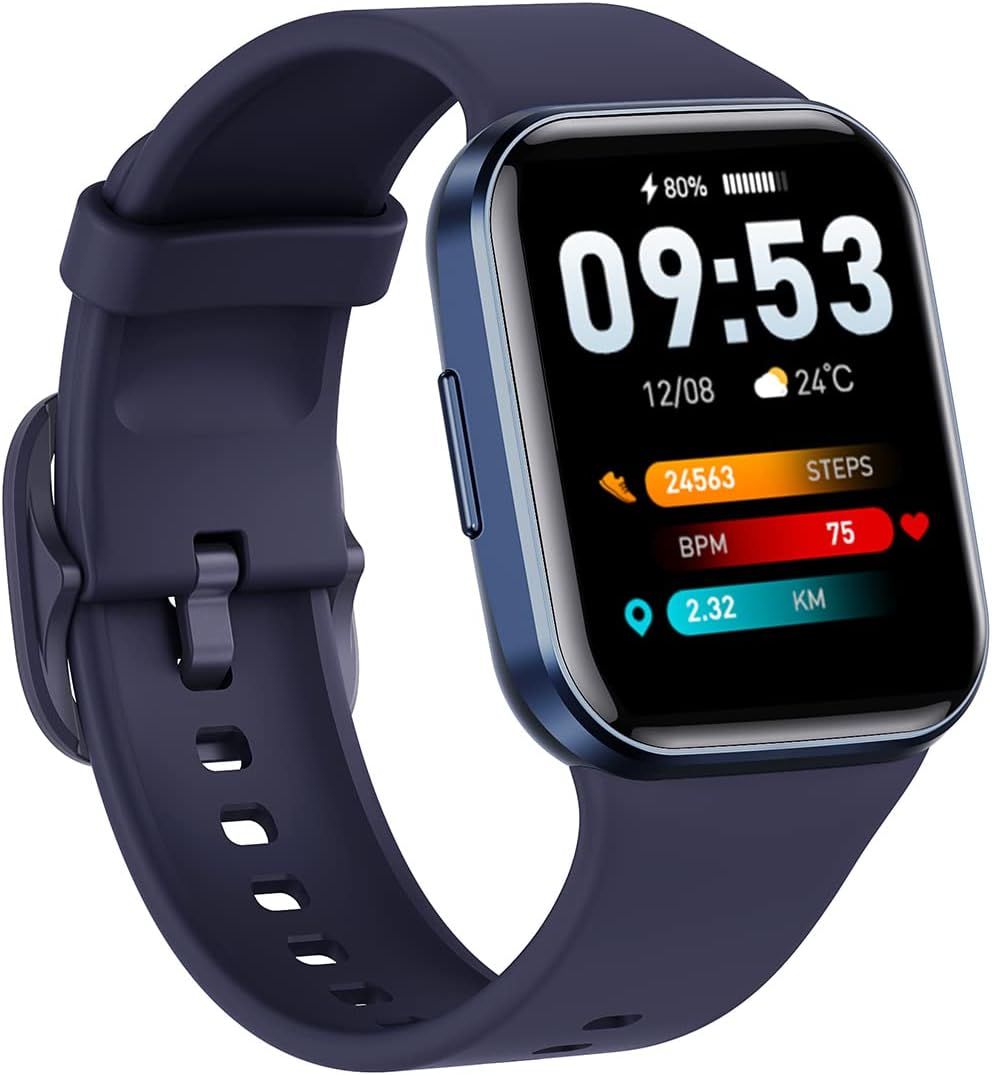 Smartwatch, 1.7" Display with Heart Rate/Blood Pressure Monitor - Dark Blue