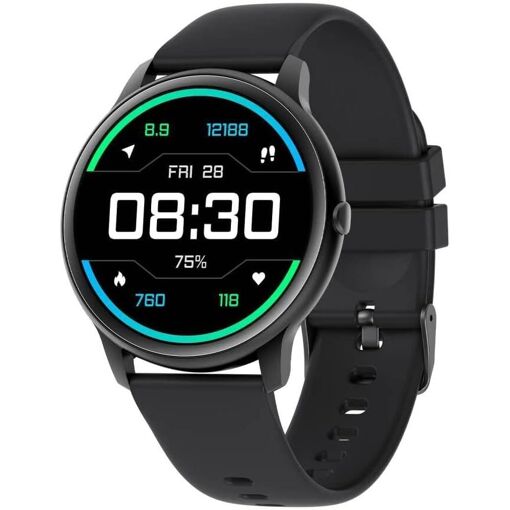 Vendos85 Round Smartwatch for Men - Cardio Frequency Meter - Black