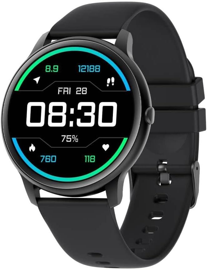 Reloj inteligente redondo para hombres Vendos85 - Monitoreo de frecuencia cardíaca - Negro