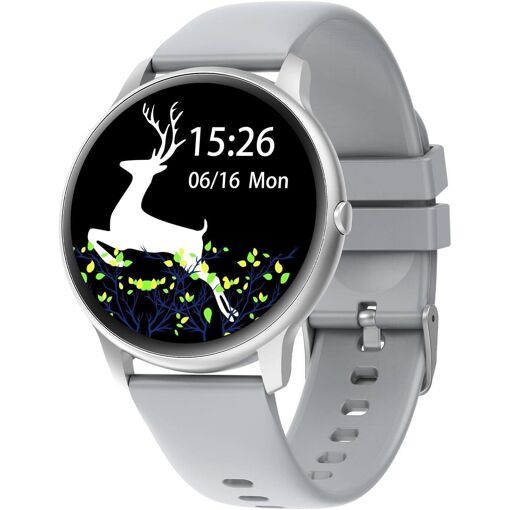 Vendos85 Men's Round Smartwatch with Heart Rate Monitor - Gray