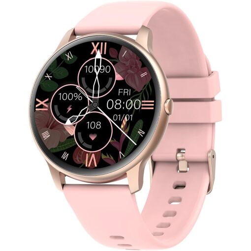 Vendos85 Men's Round Smartwatch with Heart Rate Monitor - Rose