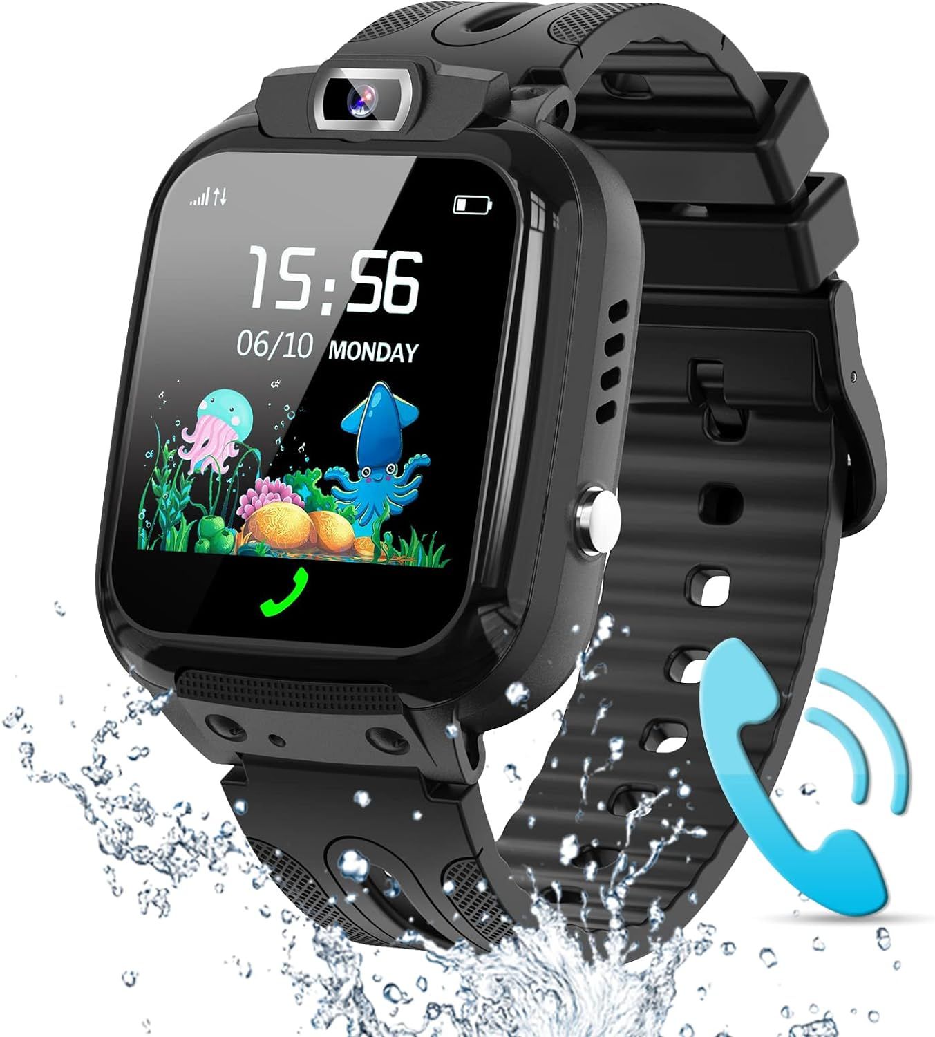 Kids GPS Smartwatch with Voice Calls and Chat - Waterproof Black