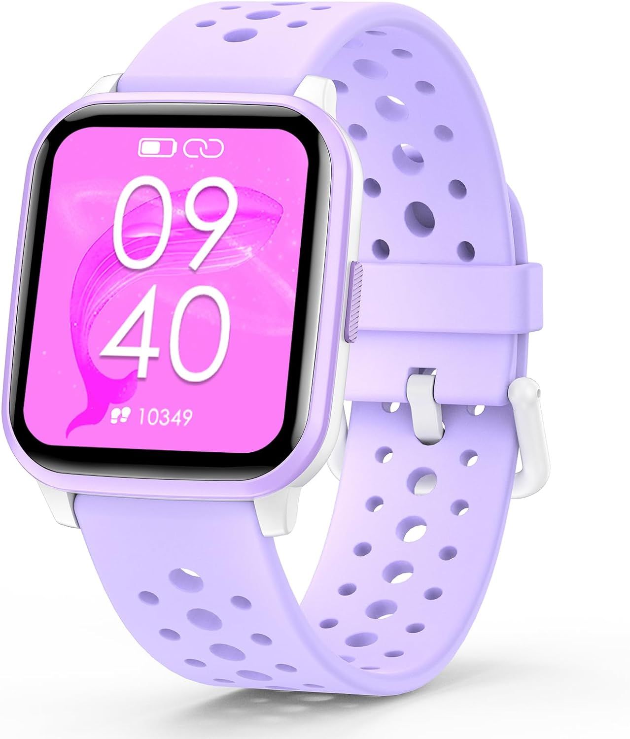 Reloj inteligente para niños, a prueba de agua IP68 con podómetro violeta