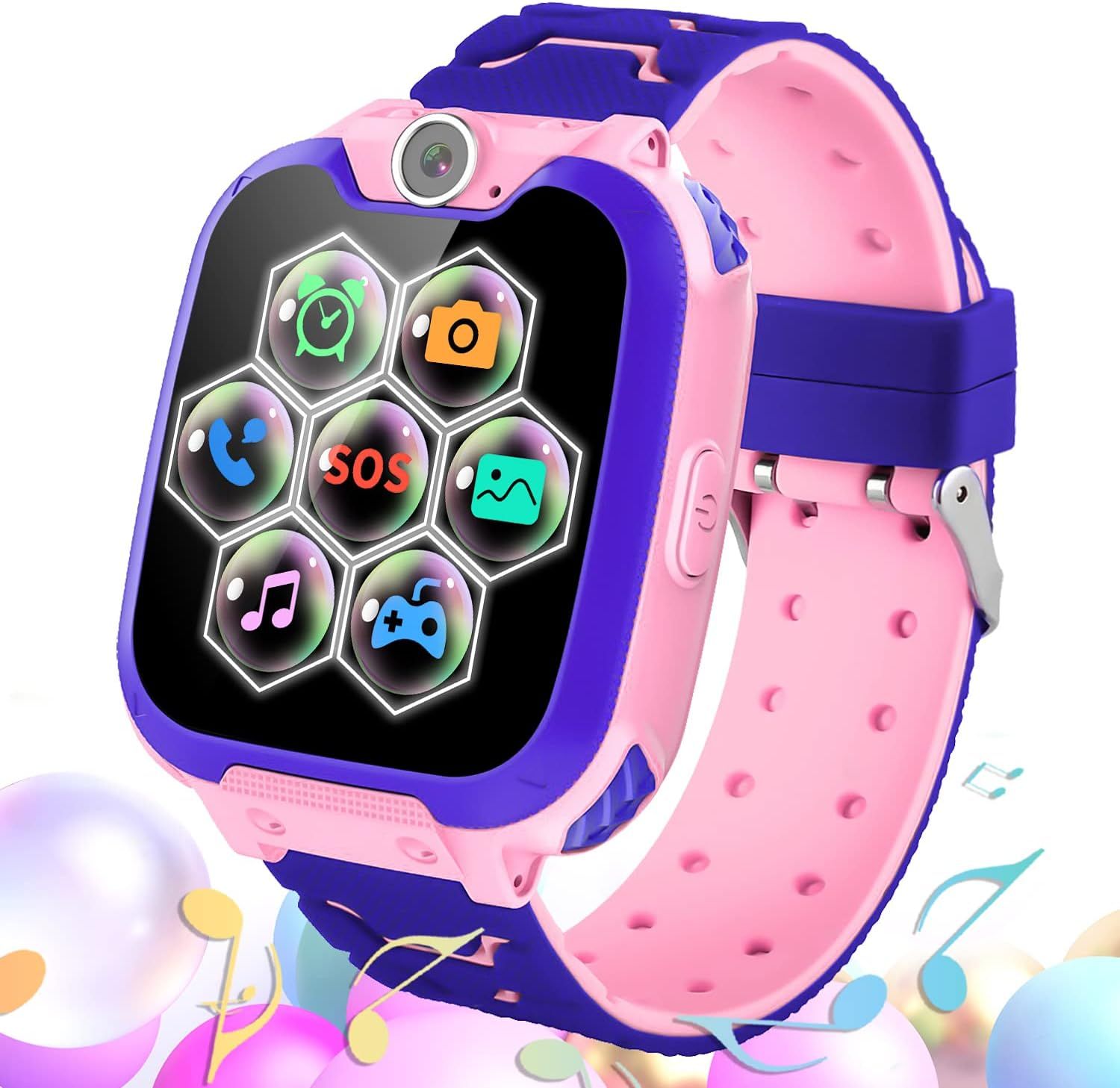 Vendos85 Kids Smartwatch with 16 Games - SOS Music MP3 Rose
