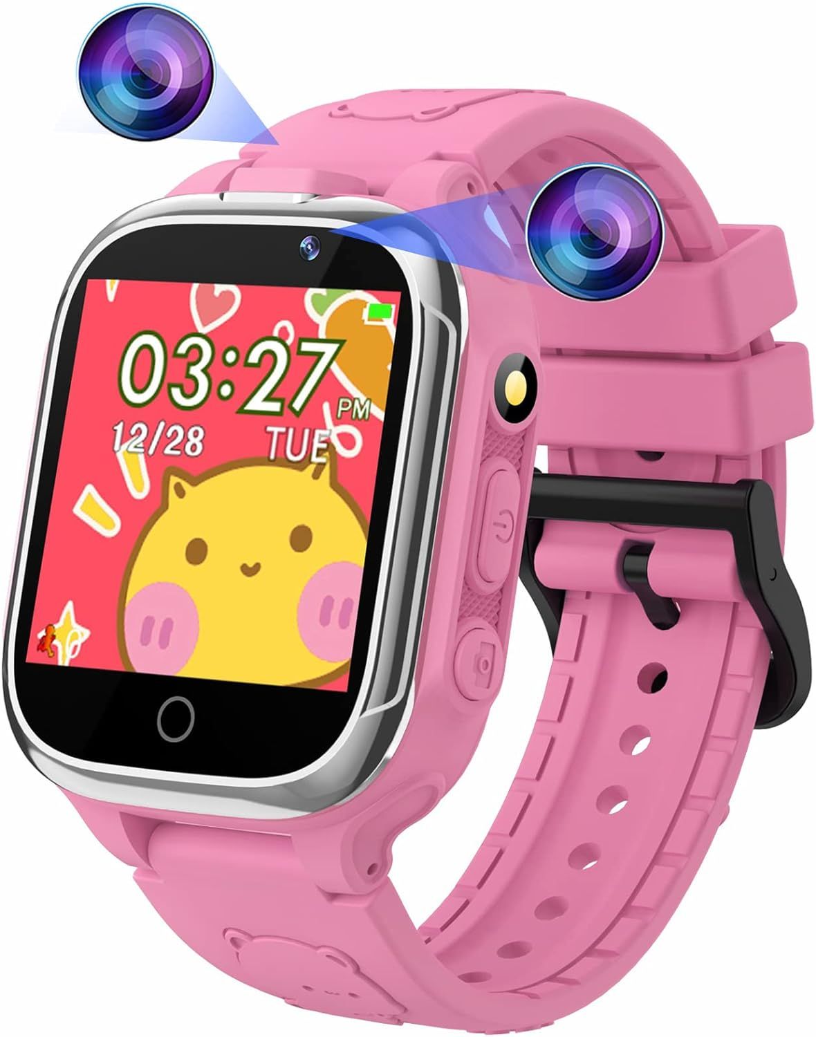Vendos85 Smart Watch for Kids with 24 Games, Podometer, Calorie Tracker, 2 Cameras - Pink