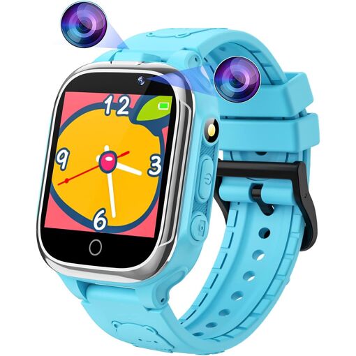 Vendos85 Smartwatch for Kids with 24 Games, Podometer, Calorie Tracker, 2 Cameras, Blue