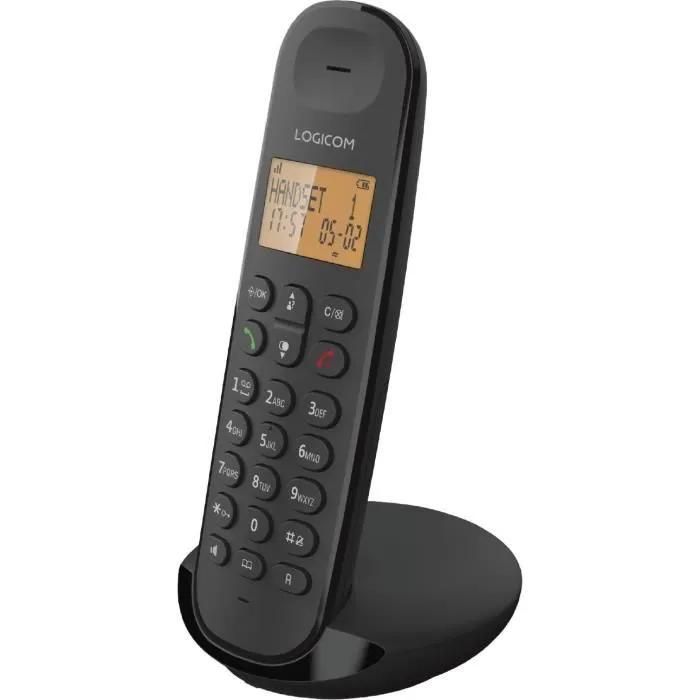 Logicom Iloa 155T Cordless Phone with Caller ID and DECTGAP - 3-Way Conference Call - Black