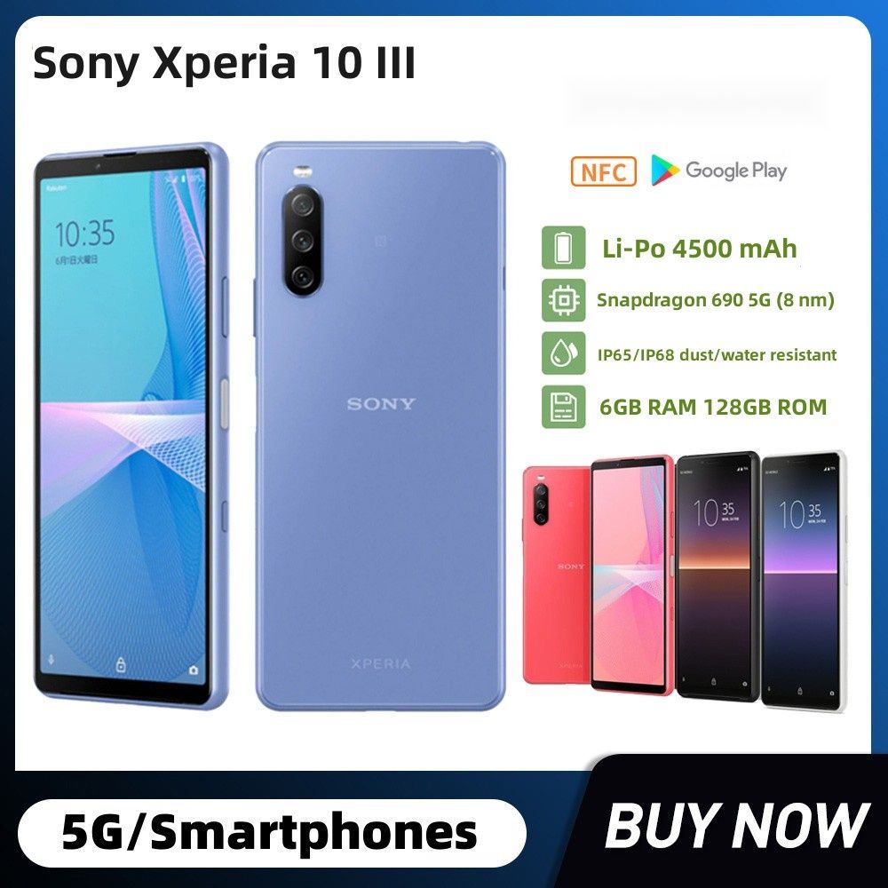 Sony Xperia 10 III - 6.0 inches, 6GB RAM, 128GB ROM, 5G LTE, 12MP Triple Camera, Dual SIM, Android