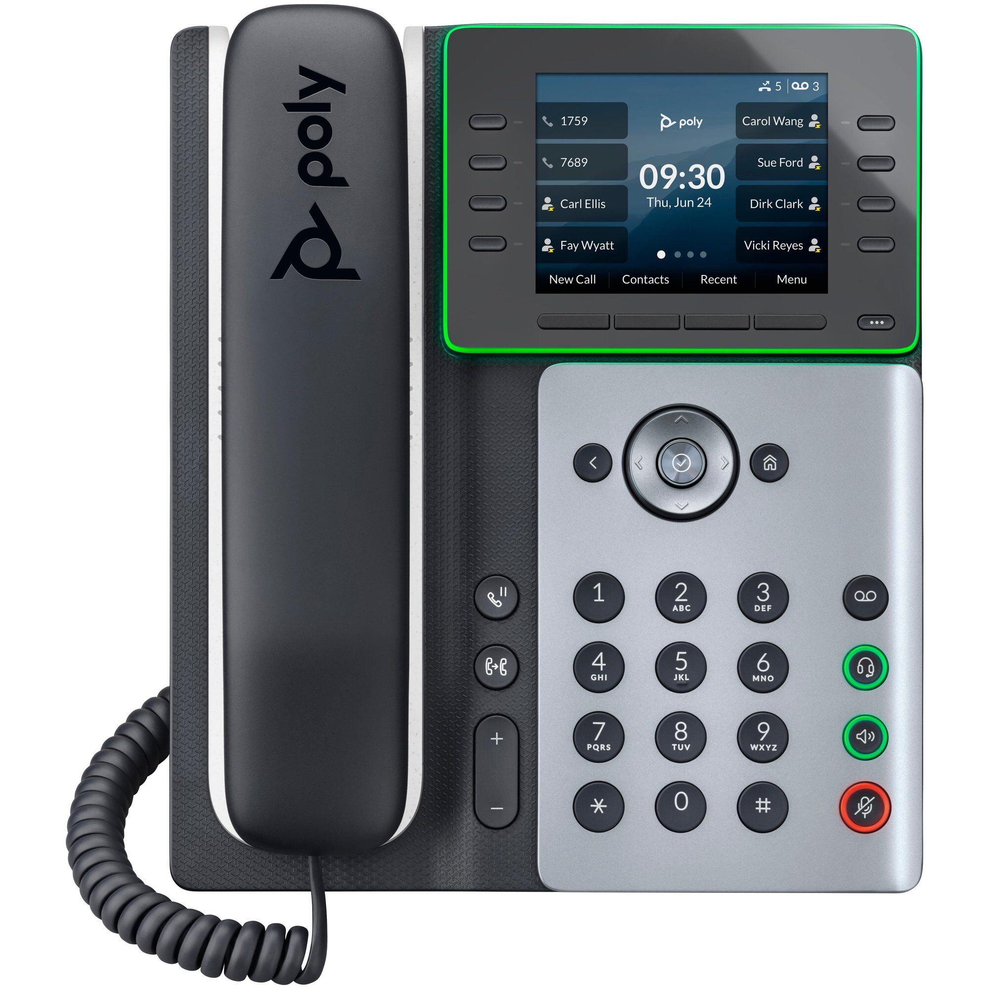 HP Poly Edge E350 VoIP Phone - Call ID/Call in Progress - 3-Way Conferencing