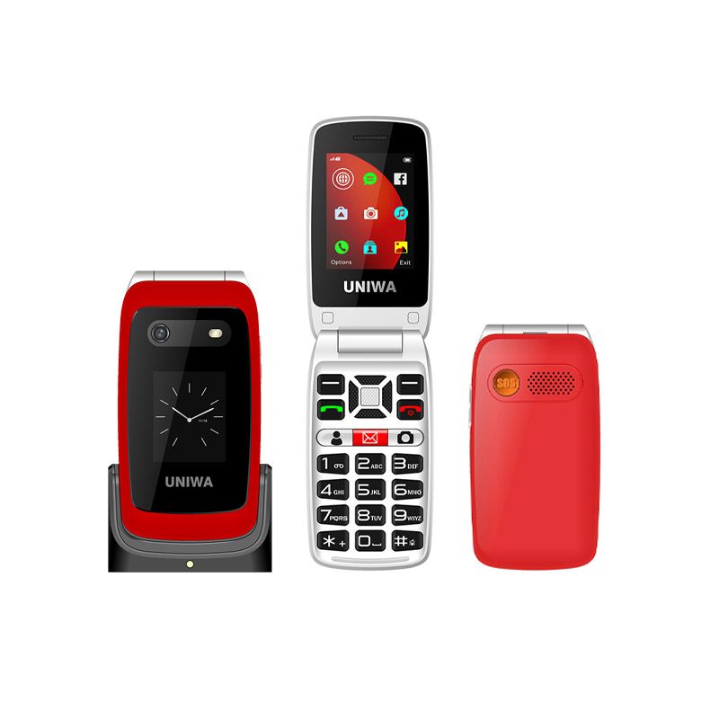 UNIWA V202T 2.4-inch Flip Phone with Bluetooth Torch, Dual SIM 4G, 1500mAh Battery