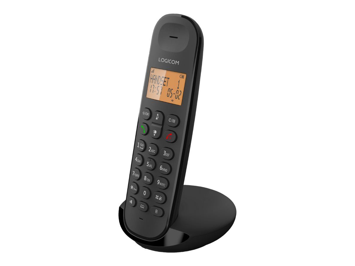 Logicom Iloa 100 Cordless Phone with Caller ID - DECTGAP - Three-way Calling - Black