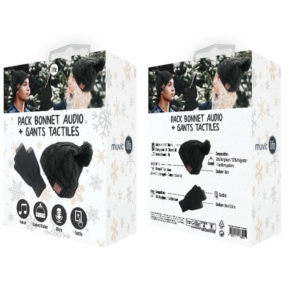 Set de gorra Bluetooth y guantes táctiles Muvit