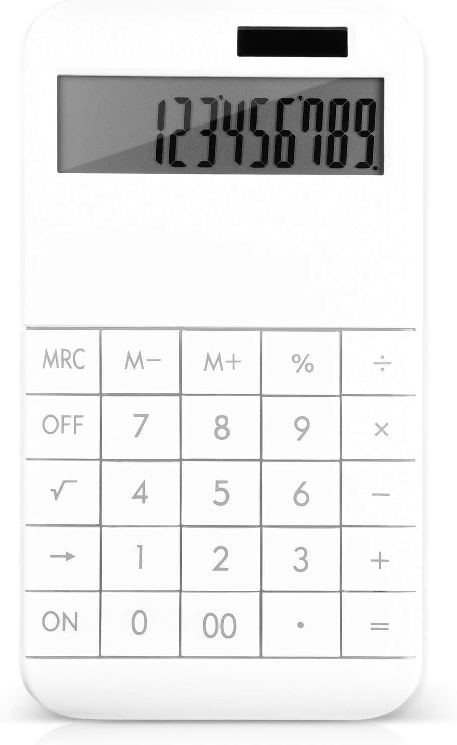 UniversalHouse Standard Desk Calculator, 12-Digit LCD Large Display with Large Keys, Battery/Solar Powered - White