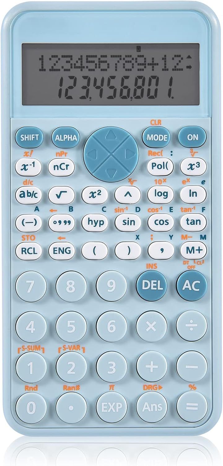 UniversalHouse Scientific Calculator, Slim Blue and Portable, Two-Line Display, Multifunctional Calculation