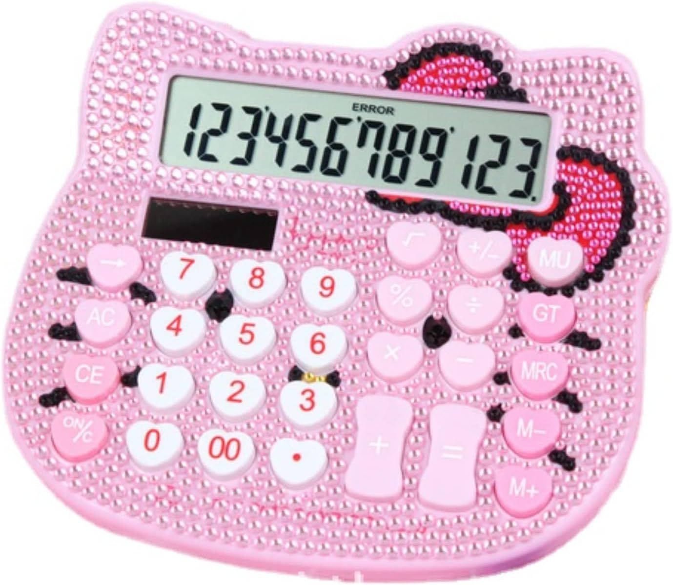 UniversalHouse Cute Chat-Shaped Crystal Calculator, Pink