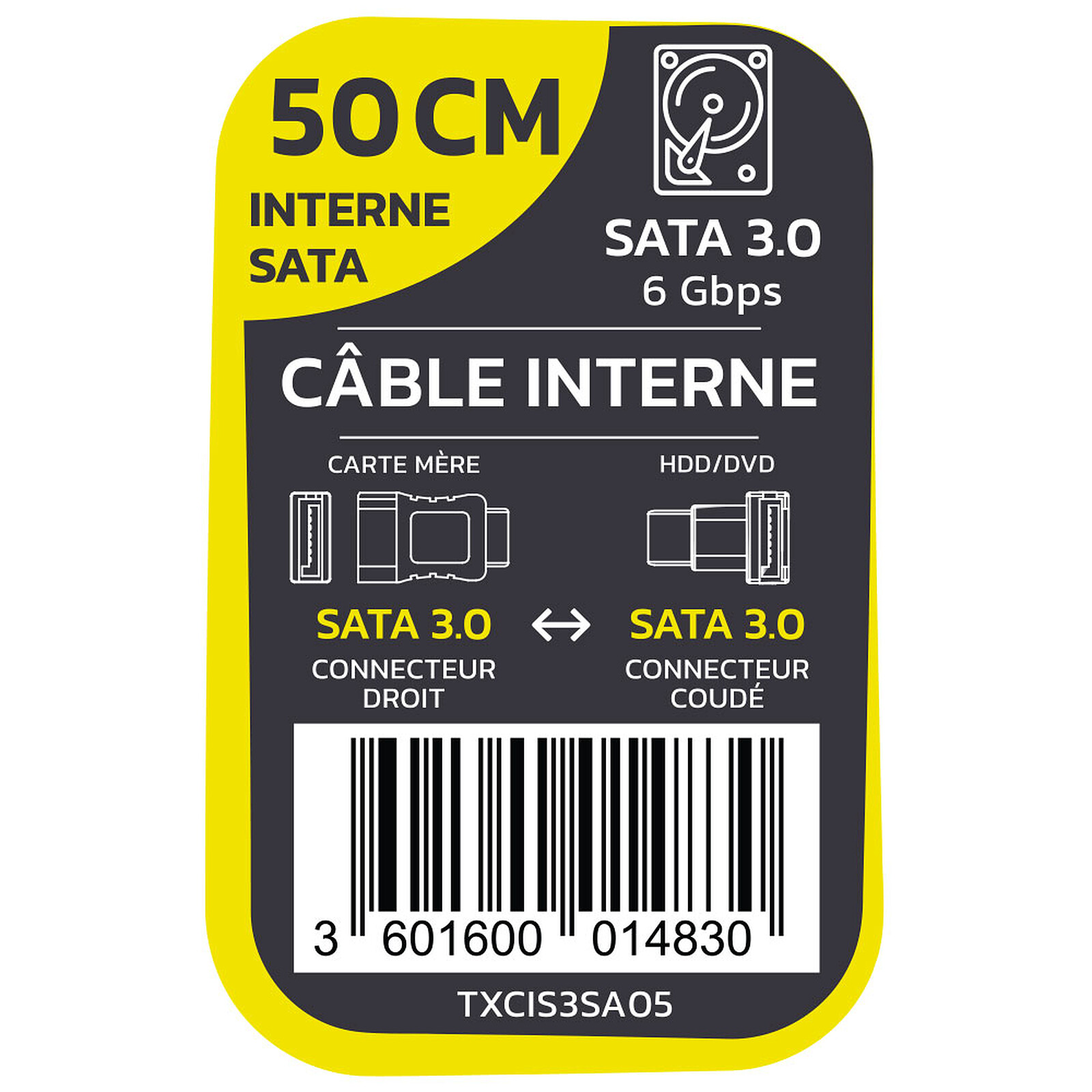 TEXTORM SATA 3.0 (6Gbps) straight/kink cable - 50 CM