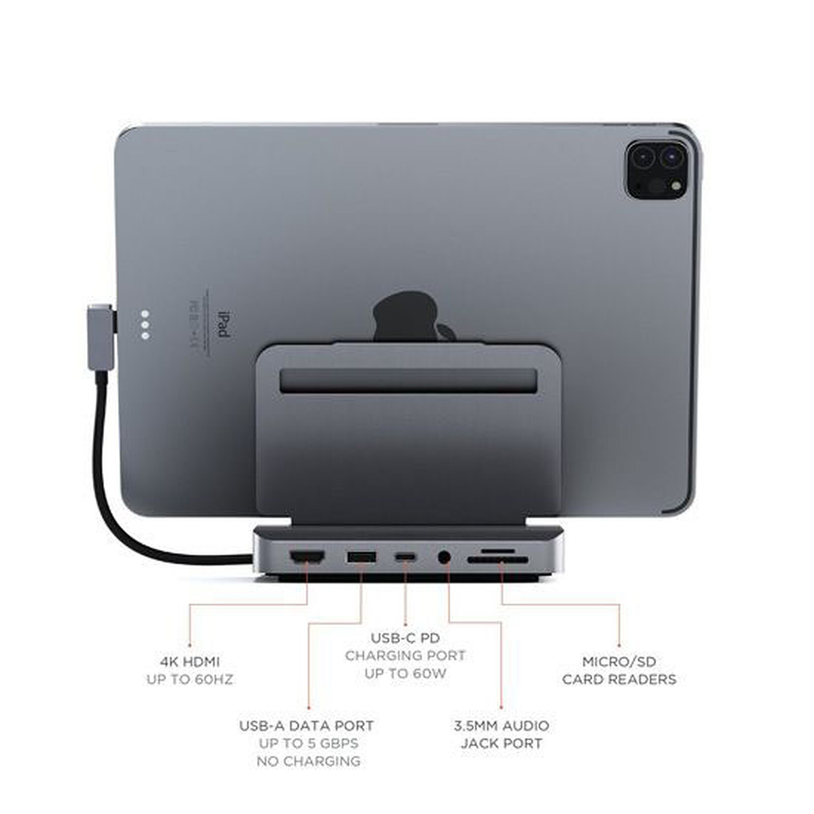 Satechi Aluminium Hub Stand for iPad Pro - Grey