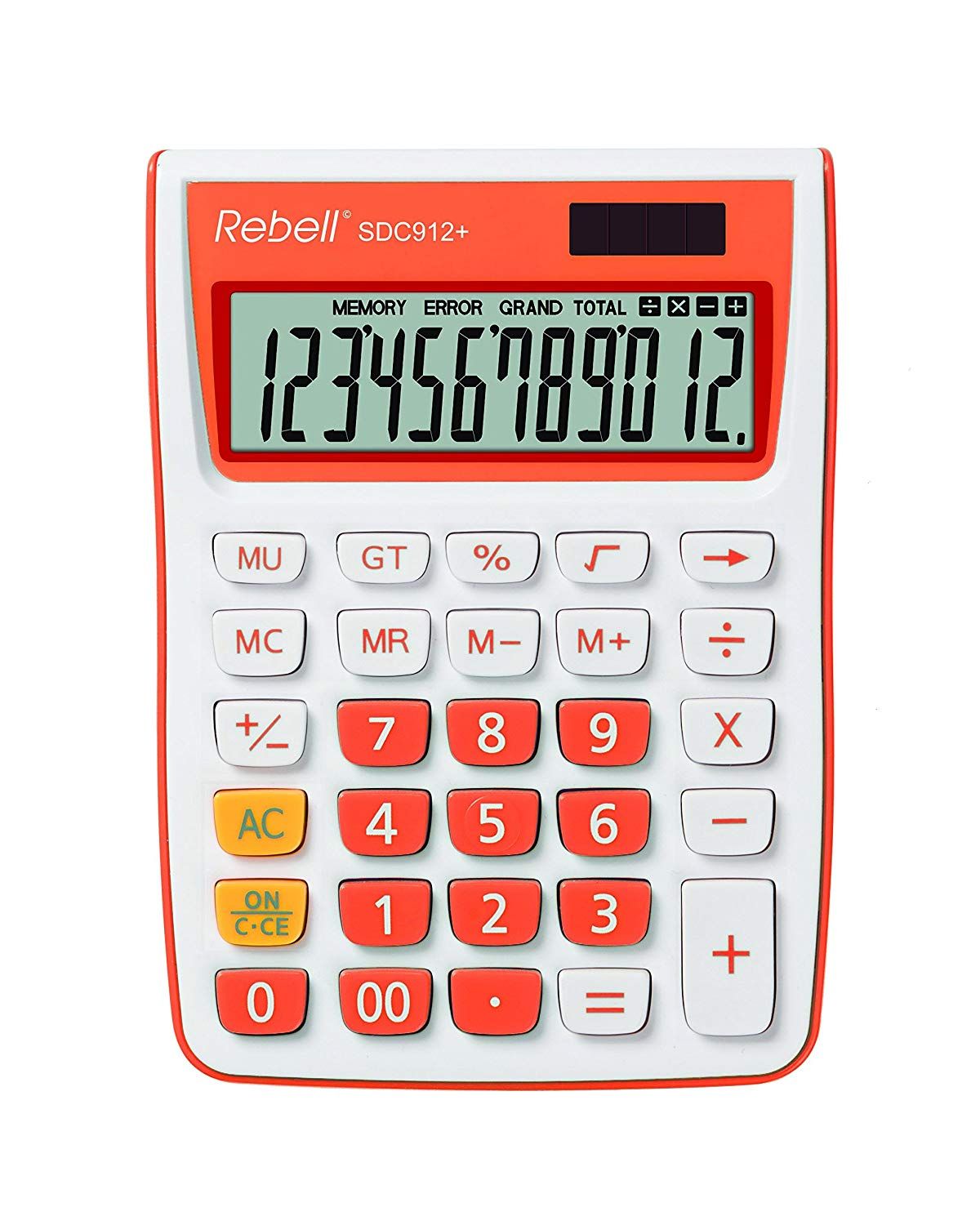Rebell 12-Digit Calculator, Dual Function, Orange