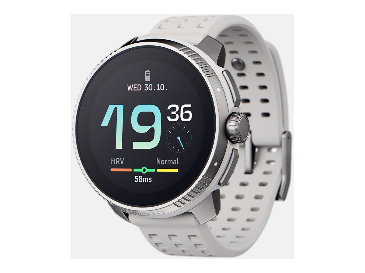 Suunto Race - Reinforced Polyamide with Fiber Glass - Sports Watch with Silicone Strap - 125-175 mm Wrist Size - 1.43" Display - 16GB - Bluetooth - 83g - White