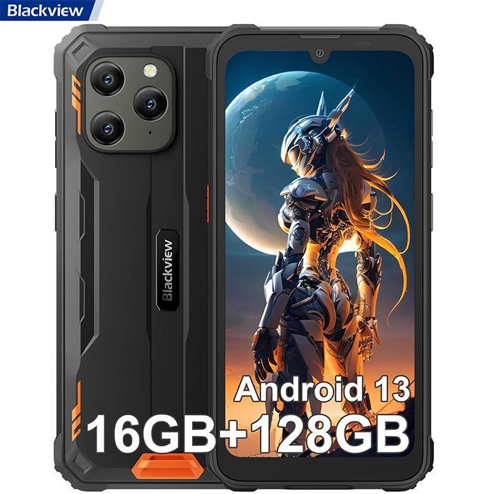 Blackview BV5300 Plus - 6.1" Phone, Android 13, 16GB+128GB, 6580mAh Battery, IP68 Waterproof, Face ID