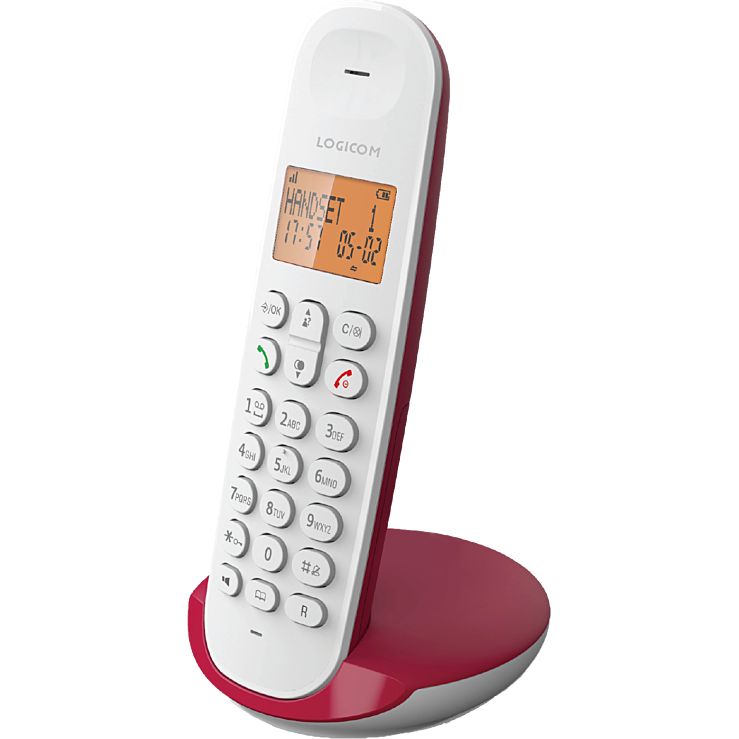Logicom Iloa 150 - Cordless Phone with Caller ID - DECTGAP - Three-Way Calling - Raspberry