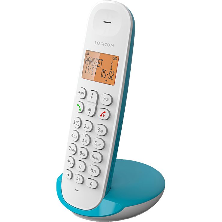 Logicom Iloa 150 - Cordless Phone with Caller ID - DECTGAP - Three-Way Conference Calling - Turquoise