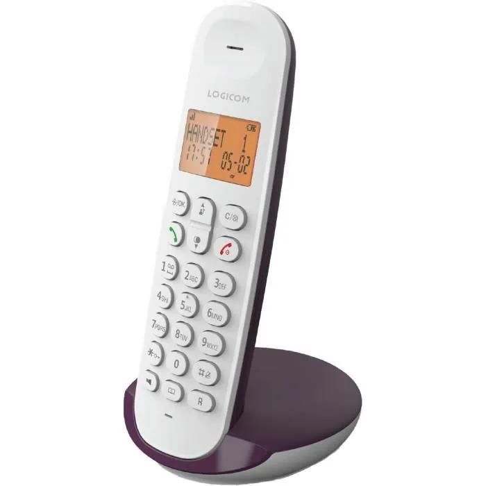 Logicom Iloa 150 - Cordless Phone with Caller ID - DECTGAP - Three-Way Calling - Purple