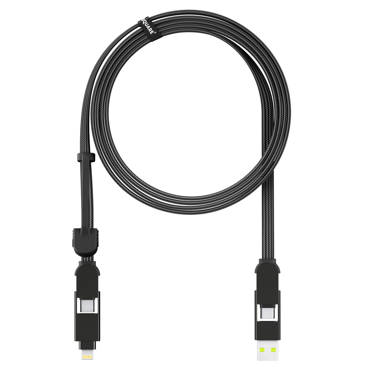 Rolling Square Incharge® XL 6-in-1 Quick Charge Cable 2 Meter Black