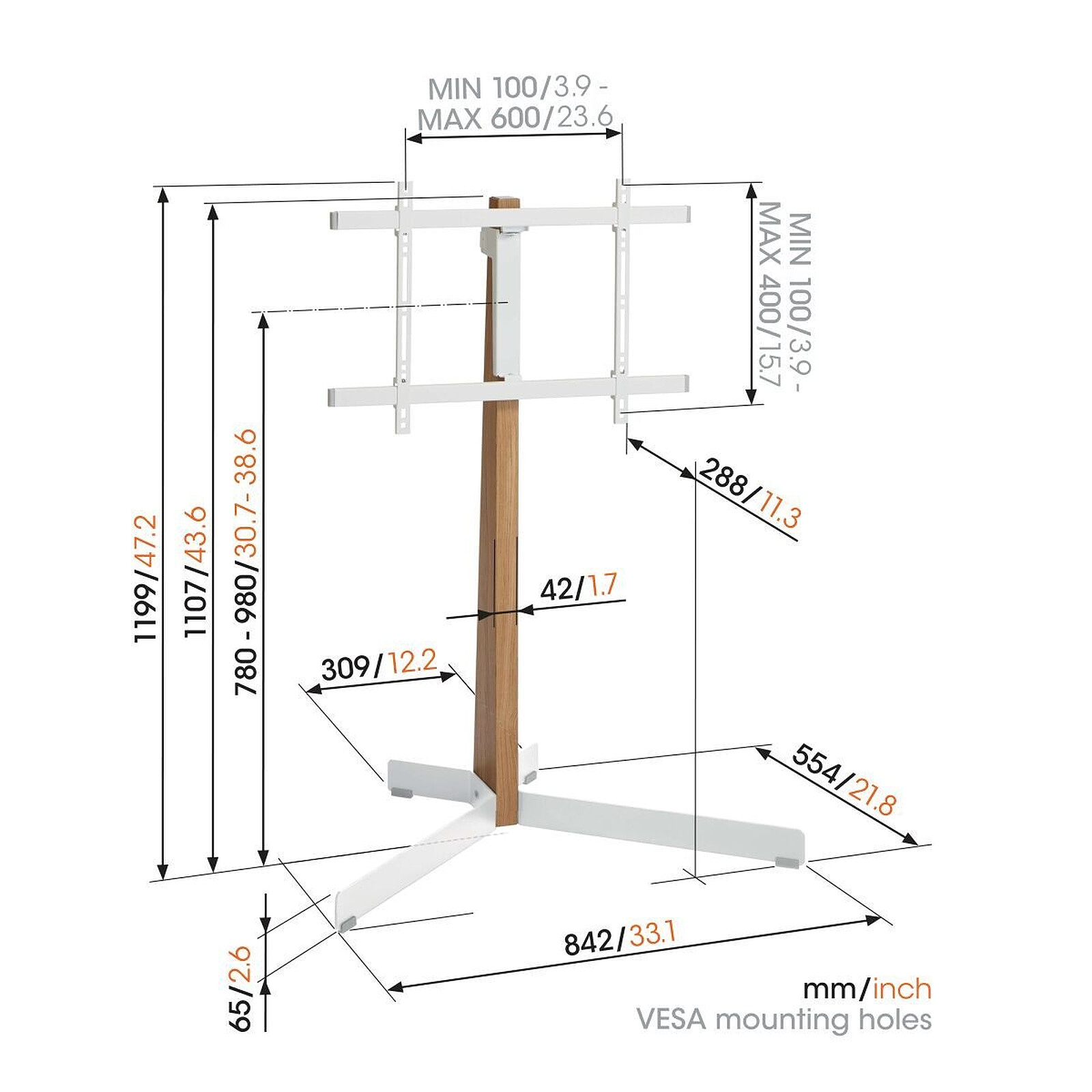 Vogel's TVS 3695 TV Stand (Wood and White)