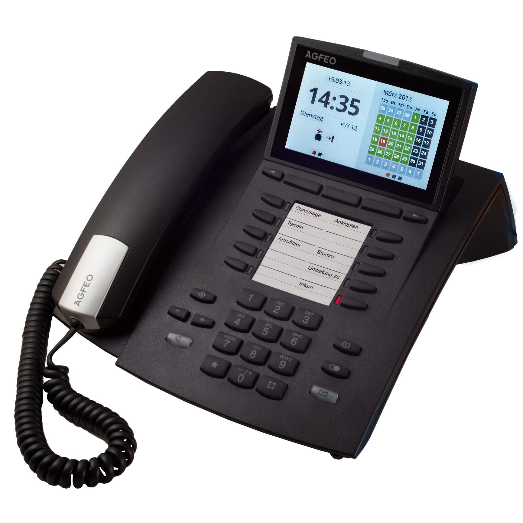 AGFEO ST 45 Analog Phone - 1000 Entry Directory, Caller ID, 4.3" Display, Black