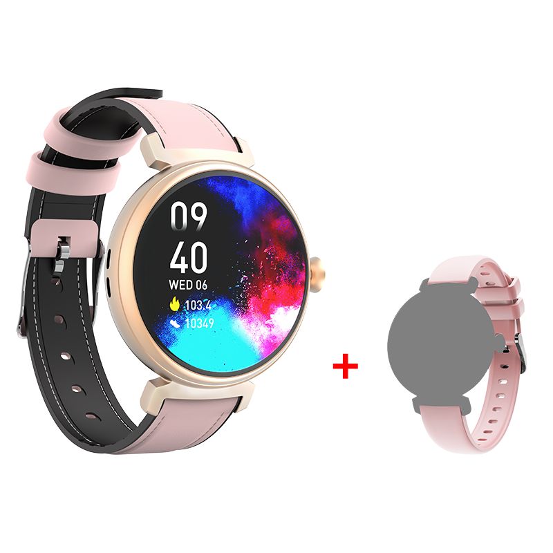 Rainbuvvy Dm70 Smartwatch, Women's Fashion LED Watch with BT Call Sport Stand and Rose Leather Bracelet
