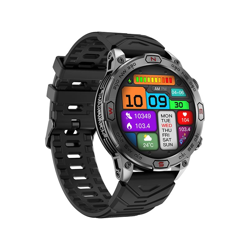 Rainbuvvy Smartwatch KC86 - 1.43-inch Sport Watch with Bluetooth, Call Notifications, Heart Rate Monitoring, Sleep Tracking and Step Counter (450mAh Battery)