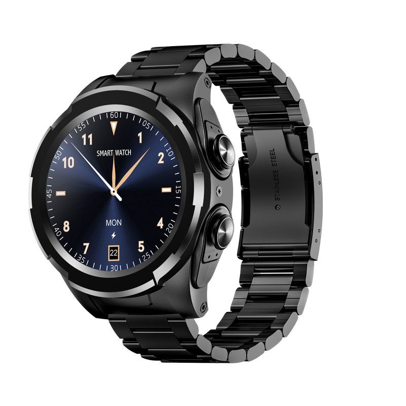 Rainbuvvy F6 Smart Watch, 1.28" HD Full Touch Screen, Bluetooth Music, Health Monitoring, 320mAh Battery, Motion Tracking, Steel Bracelet, Black
