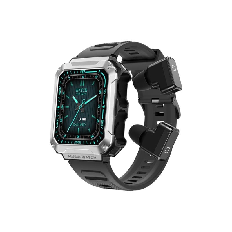 Smartwatch Rainbuvvy T93 - Pantalla de 1,96 pulgadas, 4GB de memoria, Bluetooth, monitor de frecuencia cardíaca, rastreador de sueño, contador de pasos, modo deportivo, control de música, batería de 400mAh