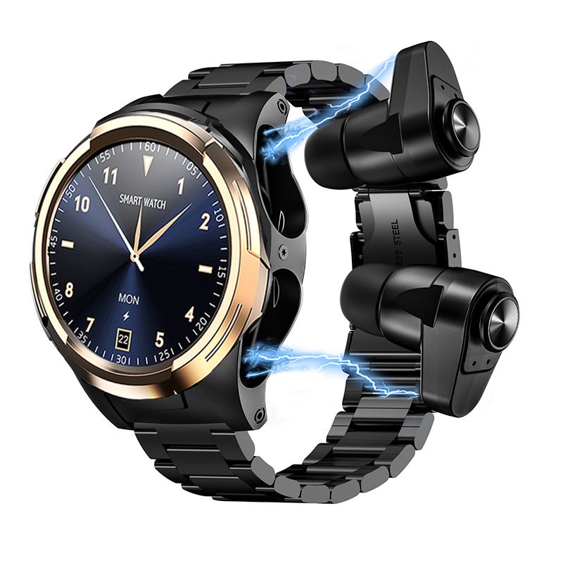 Rainbuvvy F6 Smartwatch, 1.28-inch HD Full Touch Screen, Bluetooth Calling & Music, Health Monitoring, 320mAh Battery, Motion Tracking, Gold Steel Band