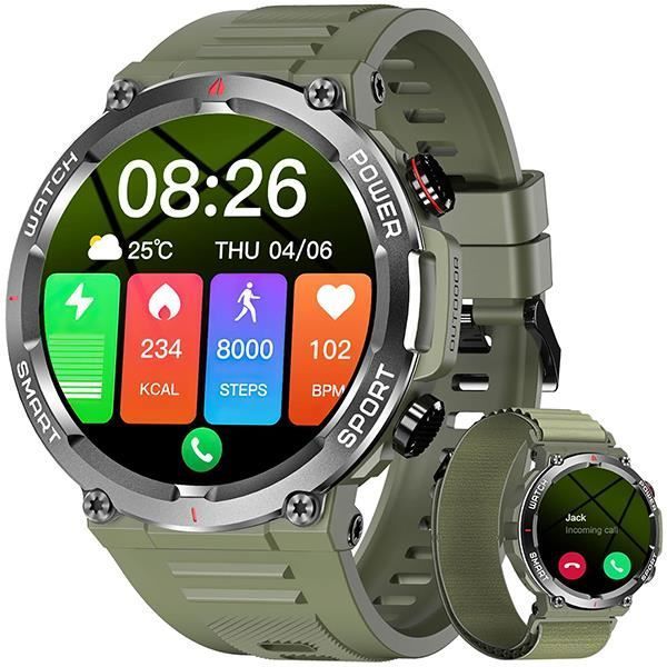 Blackview W50 Smartwatch, 1.39'' HD Screen, Bluetooth Call & Music Control, 100+ Sport Modes, Anti-fingerprint Glass - Green