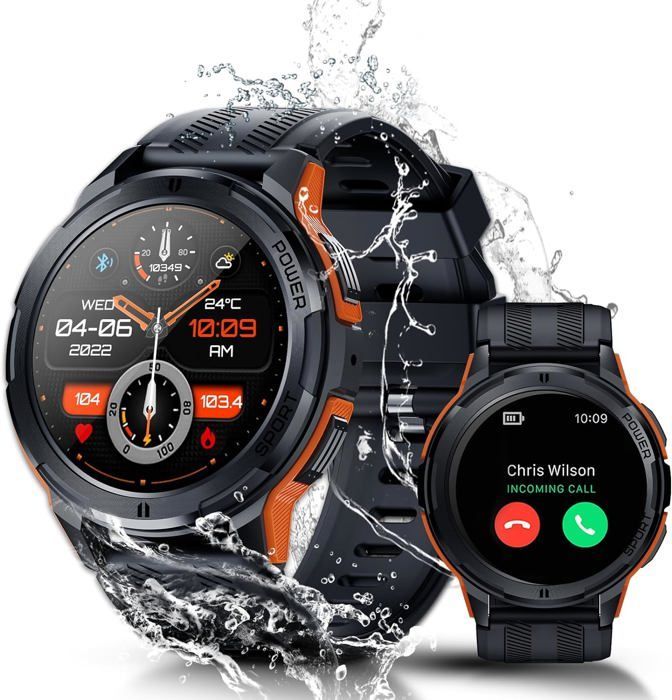 Oukitel Connected Watch BT10 - 1.43" Touch Screen - Bluetooth Calls - Waterproof IP68