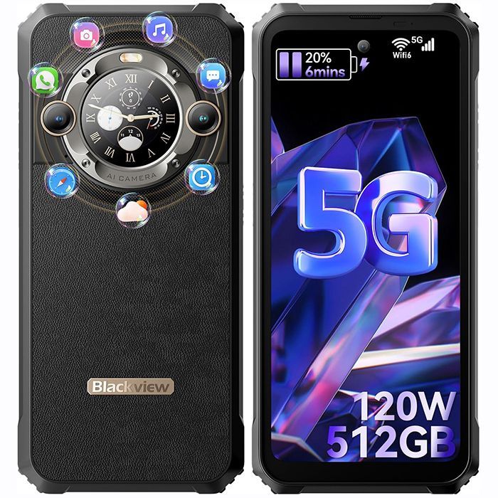 Blackview BL9000 5G Smartphone - 24GB+512GB, 6.78" FHD+ Display, 50MP Camera, 12GB RAM