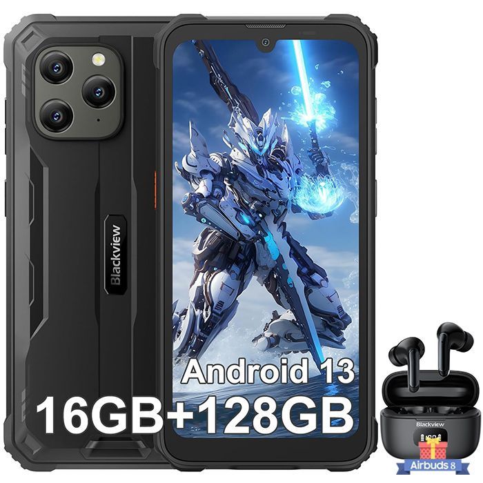 Blackview BV5300 Plus - 6.1 inch Unbreakable Smartphone, 16GB+128GB, Android 13, 6580mAh Battery, IP68/IP69K, Helio G72 Octa-core