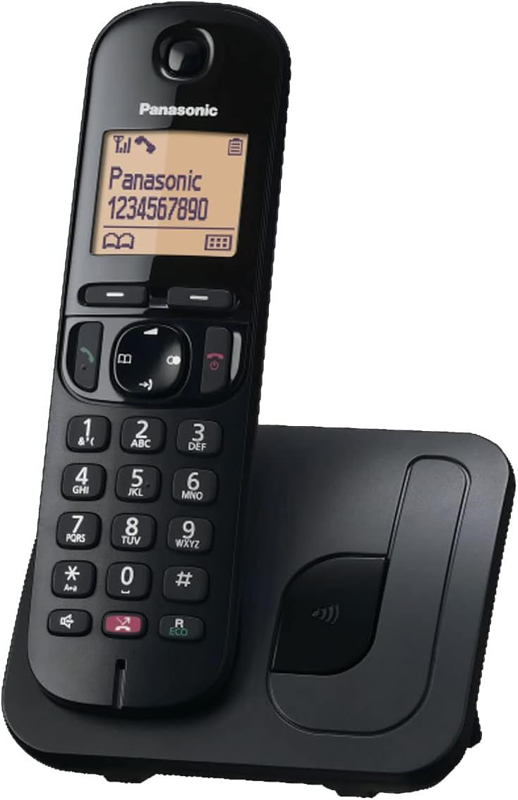 Panasonic KX-TGC250 Simple Use Cordless Phone with Alarm Clock and Handsfree, Black