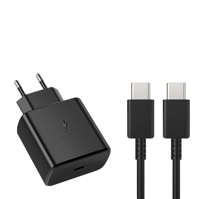 Cargador rápido Samsung 45W + cable USB-C - Negro